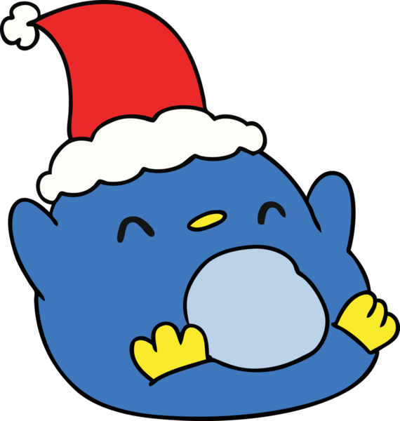 Bir insan tarafından çizilmiş kawaii pengueninin el çizimi karikatürü