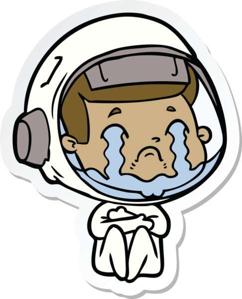 Bir insan tarafından çizilmiş ağlayan bir astronotun çıkartması.