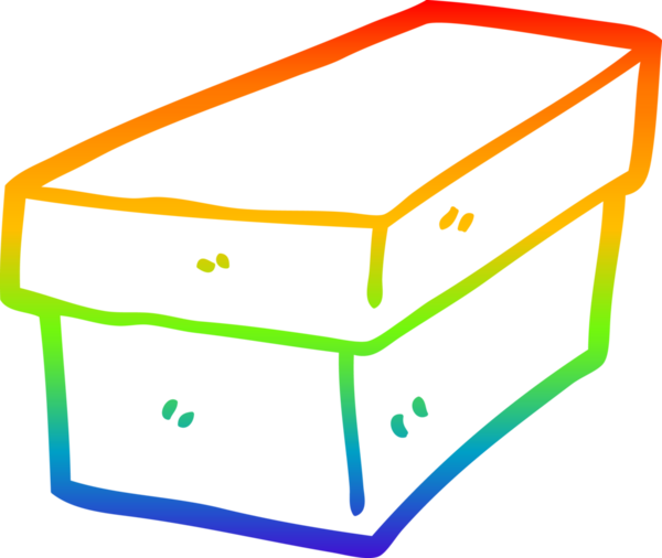 Bir insan tarafından çizilmiş karton bir kutunun gökkuşağı gradyanı çizimi