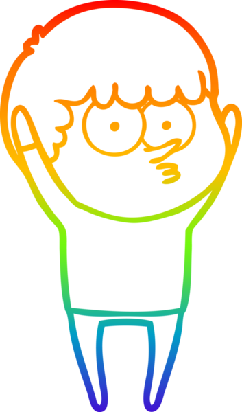 Gökkuşağı gradyanı çizimi Bir insan tarafından çizilmiş meraklı bir çocuk