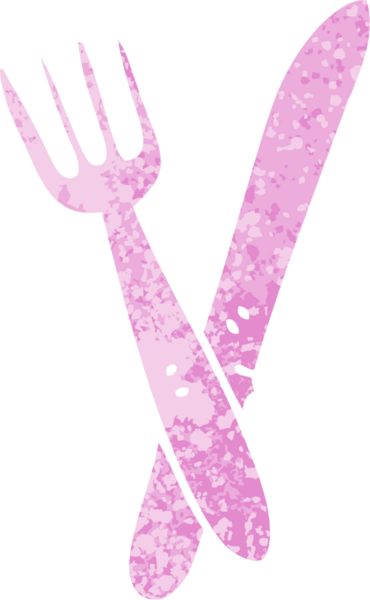 Bir insan tarafından çizilmiş eski çizim tarzı tuhaf çizgi film çatal bıçakları.