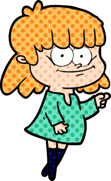 Bir insan tarafından çizilmiş gülümseyen bir kadın.