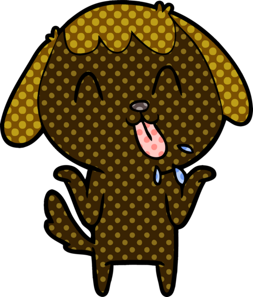 Bir insan tarafından çizilmiş şirin bir çizgi film köpeği.