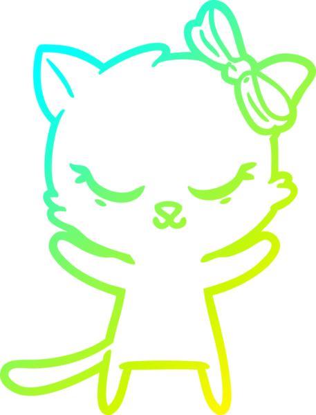 Bir insan tarafından çizilmiş bir çizgi film kedisinin soğuk gradyan çizimi