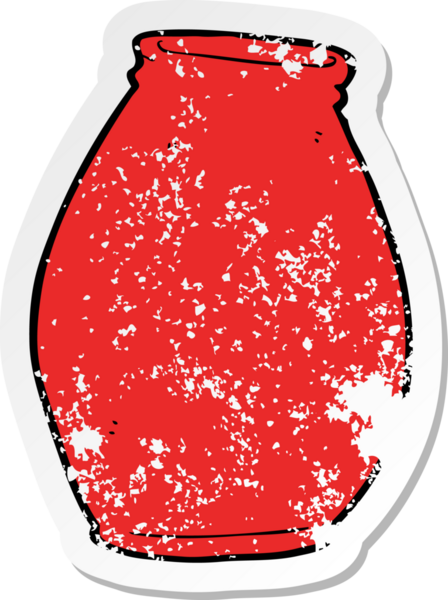 Bir insanın çizdiği karikatür vazosunun gerilimli retro yapıştırması.