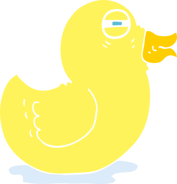 Bir insan tarafından çizilen düz renkli plastik ördek çizimi