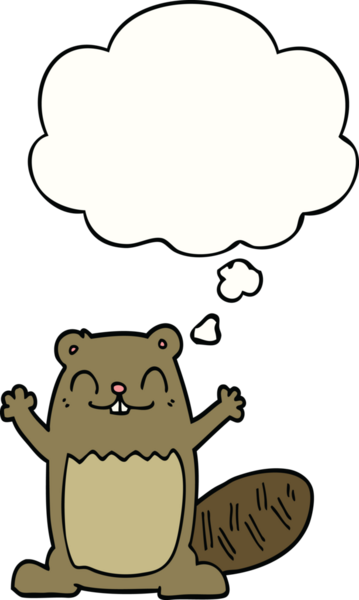 Bir insan tarafından çizilmiş düşünce balonlu bir kunduz.