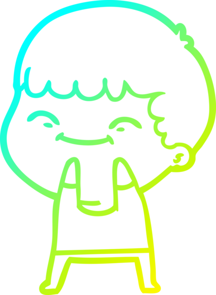 Bir çizgi film karakteri çizen soğuk çizgi bir insan tarafından çizilmiş mutlu çocuk.