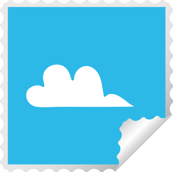 Bir insan tarafından çizilmiş bir bulutun kare soyulmuş çıkartması.