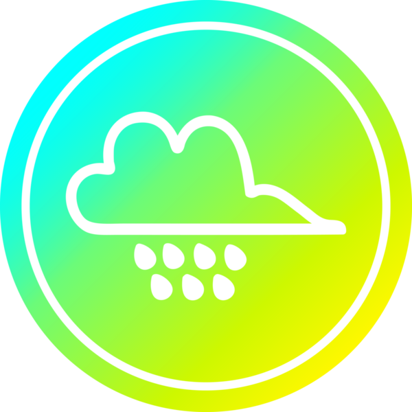 Bir insan tarafından çizilen serin gradyan bitiş ile yağmur bulutu dairesel simgesi