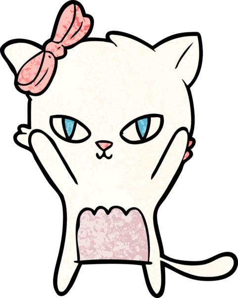 Bir insan tarafından çizilmiş sevimli çizgi film kedisi.