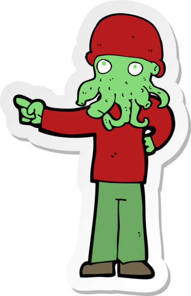 Bir insan tarafından çizilmiş uzaylı canavar bir adamın çıkartması.