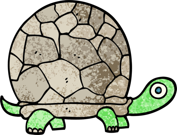 Bir insan tarafından çizilmiş grunge desenli karikatür kaplumbağası.
