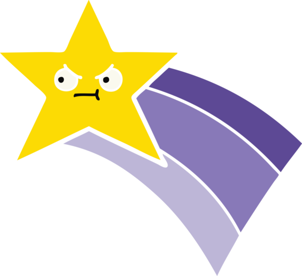 Bir insan tarafından çizilmiş gökkuşağı yıldızının düz renkli retro karikatürü