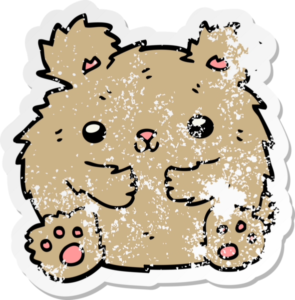 Bir insan tarafından çizilmiş şirin bir ayının sıkıntılı çıkartması.