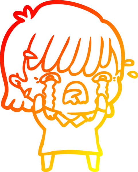 Bir insan tarafından çizilmiş ağlayan çizgi film kızı çizimi.