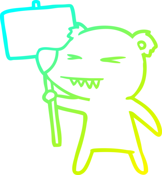 Bir insan tarafından çizilen kızgın ayı karikatürünün soğuk gradyan çizimi