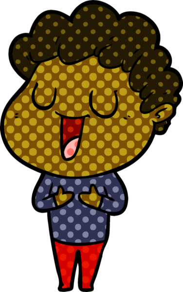 Bir insan tarafından çizilmiş gülen karikatür adam.