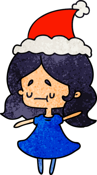 Bir insan tarafından çizilmiş kawai kızının el çizimi karikatürü.