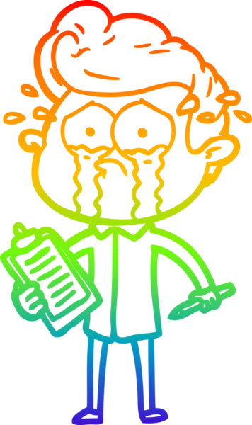 Bir insan tarafından çizilmiş ağlayan bir adamın çizdiği gökkuşağı gradyan çizgisi.