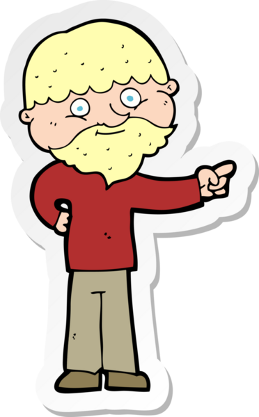 Bir insan tarafından çizilmiş sakallı bir adamın çıkartması.