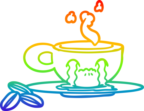 gökkuşağı gradyan çizimi bir insan tarafından çizilmiş ağlayan espresso kupası