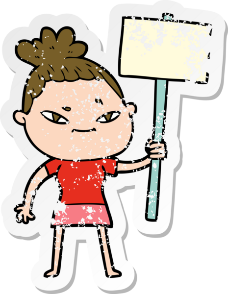 Bir insan tarafından çizilmiş karikatür bir kadının sıkıntılı çıkartması.