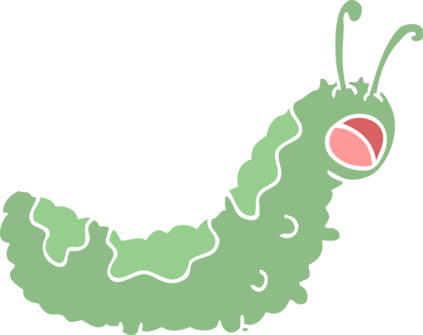 Bir insan tarafından çizilmiş komik düz renkli çizgi film tırtılı.