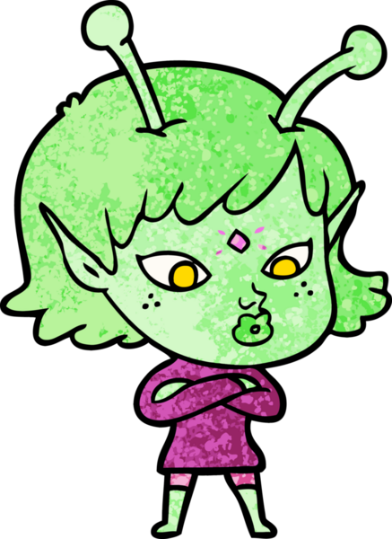 Bir insan tarafından çizilmiş güzel uzaylı kız.