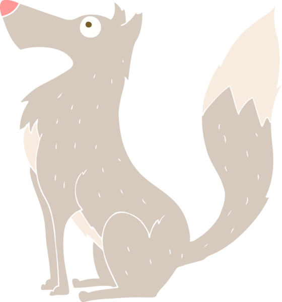 Bir insan tarafından çizilmiş kurdun düz renk çizimi