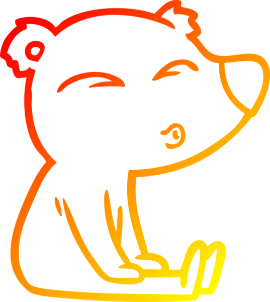 Bir insan tarafından çizilmiş bir çizgi film ıslık çalan ayının sıcak çizgi çizimi