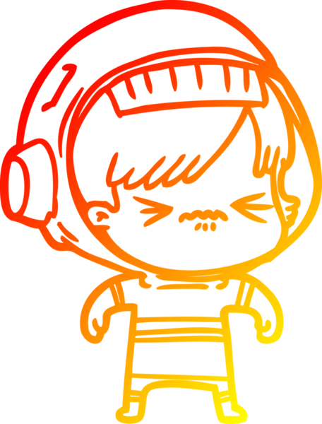 Bir insan tarafından çizilmiş bir astronot kadın çizgi çizimi.