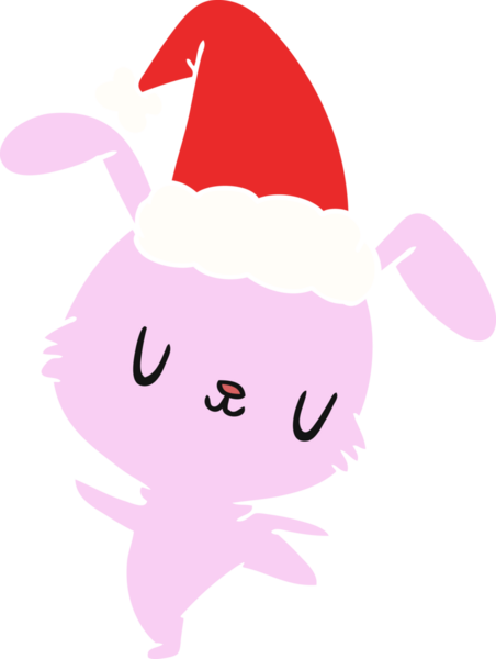 Bir insan tarafından çizilmiş kawai tavşanının el çizimi Noel karikatürü