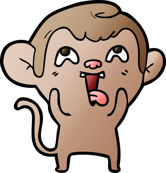 Bir insan tarafından çizilmiş çılgın çizgi film maymunu