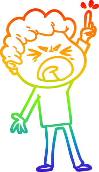 Bir insan tarafından çizilmiş öfkeli bir adamın çizdiği gökkuşağı gradyan çizgisi.