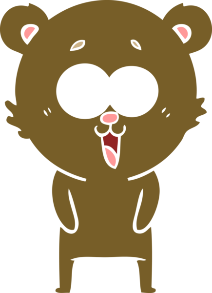 Bir insan tarafından çizilmiş gülen ayıcık düz renkli çizgi film.