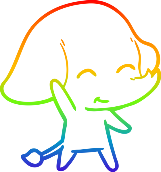 Gökkuşağı gradyan çizgisi bir insan tarafından çizilmiş şirin bir fil çizimi