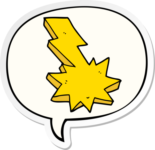 Bir insan tarafından çizilmiş konuşma kabarcığı çıkartmalı karikatür yıldırımı.