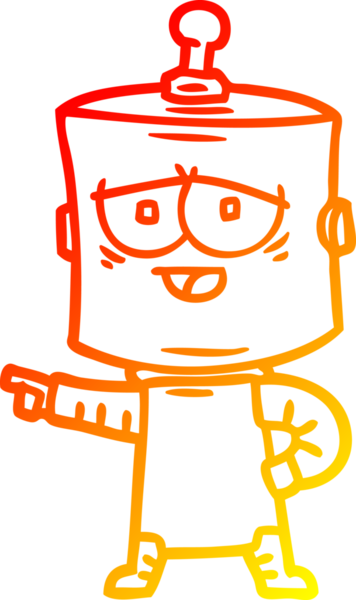 Bir insan tarafından çizilen çizgi film robotunun sıcak çizgi çizimi