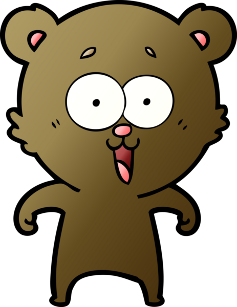 Bir insan tarafından çizilmiş gülen oyuncak ayı çizgi filmi.