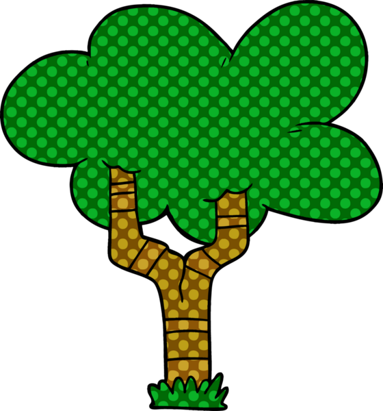 Bir insan tarafından çizilmiş çizgi film ağacı.