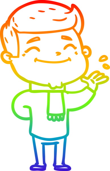 gökkuşağı gradyanı çizimi bir insan tarafından çizilmiş mutlu bir çizgi film adamı