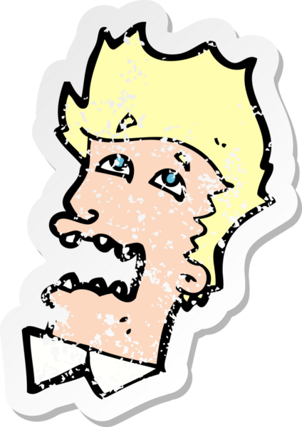 Bir insan tarafından çizilmiş korkmuş bir adamın karikatür yapıştırması.