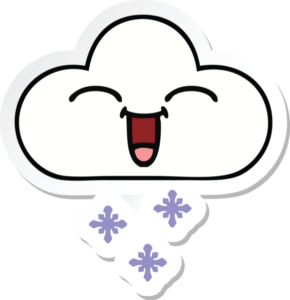 Bir insan tarafından çizilmiş şirin bir kar bulutunun çıkartması.