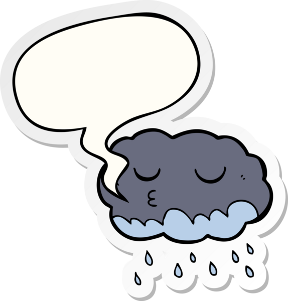 Bir insan tarafından çizilmiş konuşma balonu çıkartmalı karikatür yağmur bulutu.
