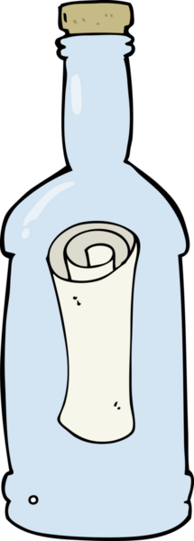 Bir insan tarafından çizilmiş şişedeki karikatür harfi.