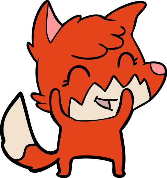 Bir insan tarafından çizilmiş mutlu çizgi film tilkisi.