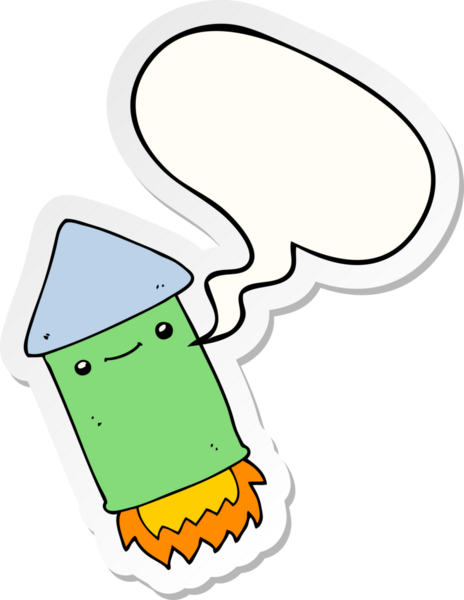 Bir insan tarafından çizilmiş konuşma balonu çıkartmalı havai fişek karikatürü.