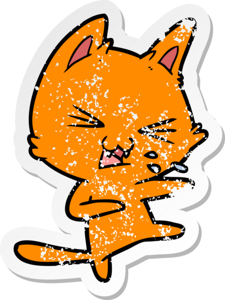 Bir insan tarafından çizilmiş bir çizgi film kedisinin sıkıntılı çıkartması.