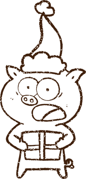 Bir insan tarafından çizilen neşeli domuz kömürü.